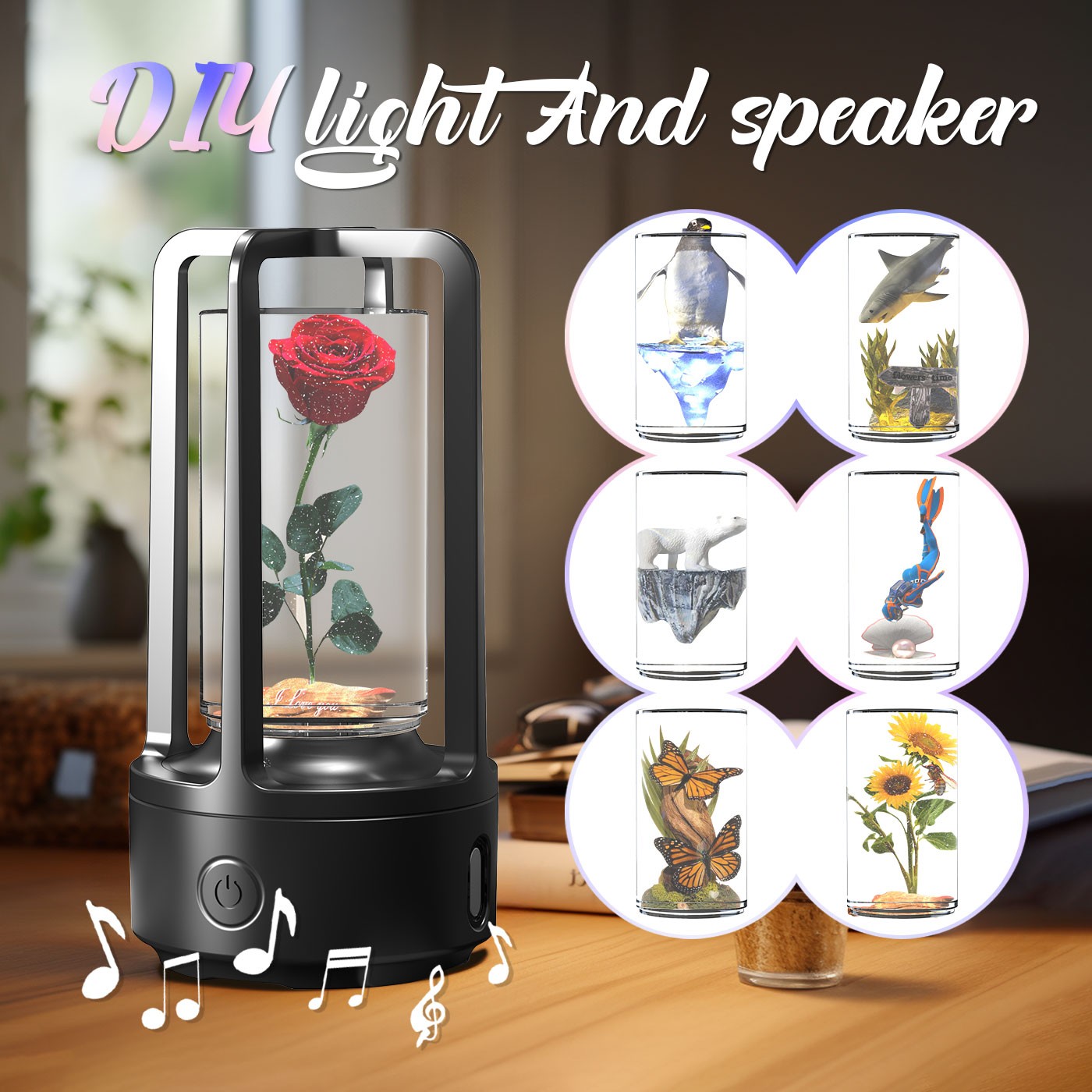 CrystalSound DIY 2-in-1 Bluetooth Speaker and Resin Night Light