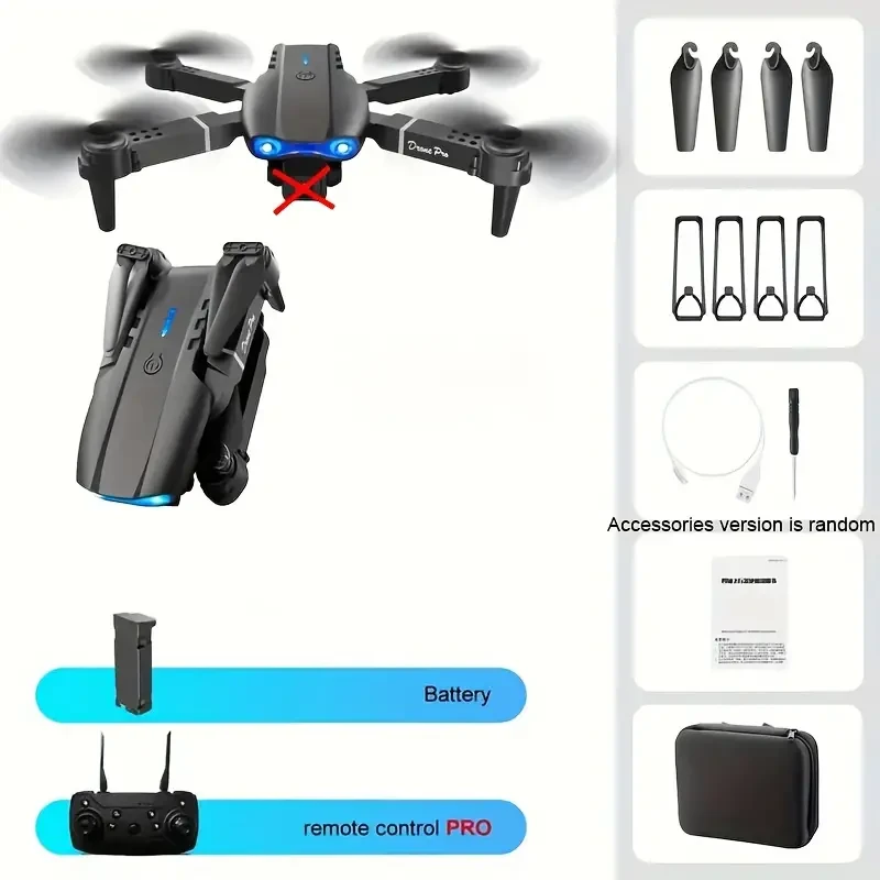 E99pro Drone With SD Camera, One-key Takeoff And Landing, Altitude Hold, One-key 360