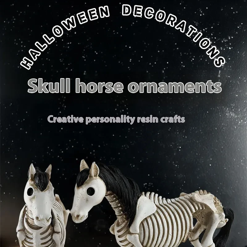 Halloween Skeleton Skull Horse Ornament Resin Decorations