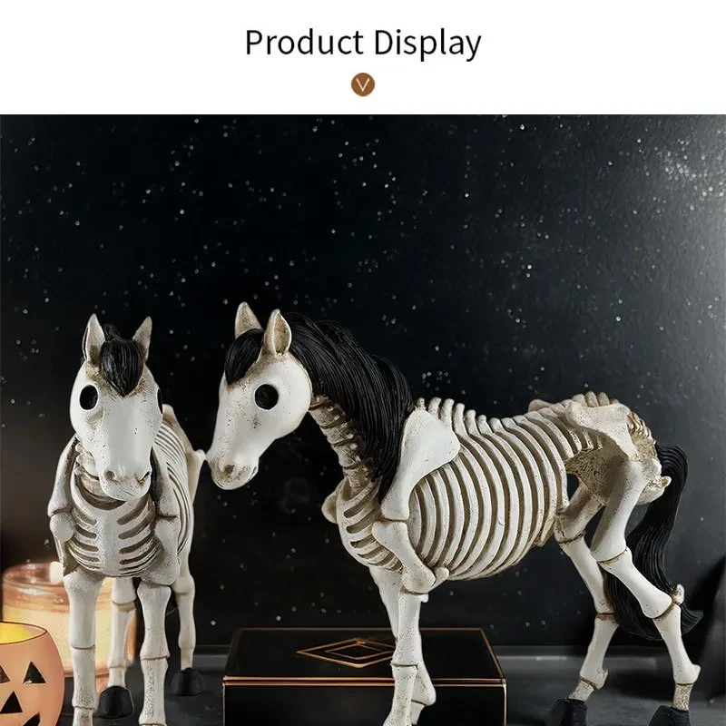 Halloween Skeleton Skull Horse Ornament Resin Decorations