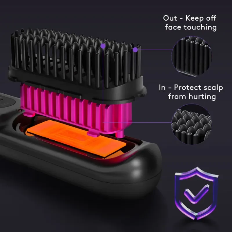 2 In 1 Straight Hair Comb Wireless Hair Straightener Brush Hair