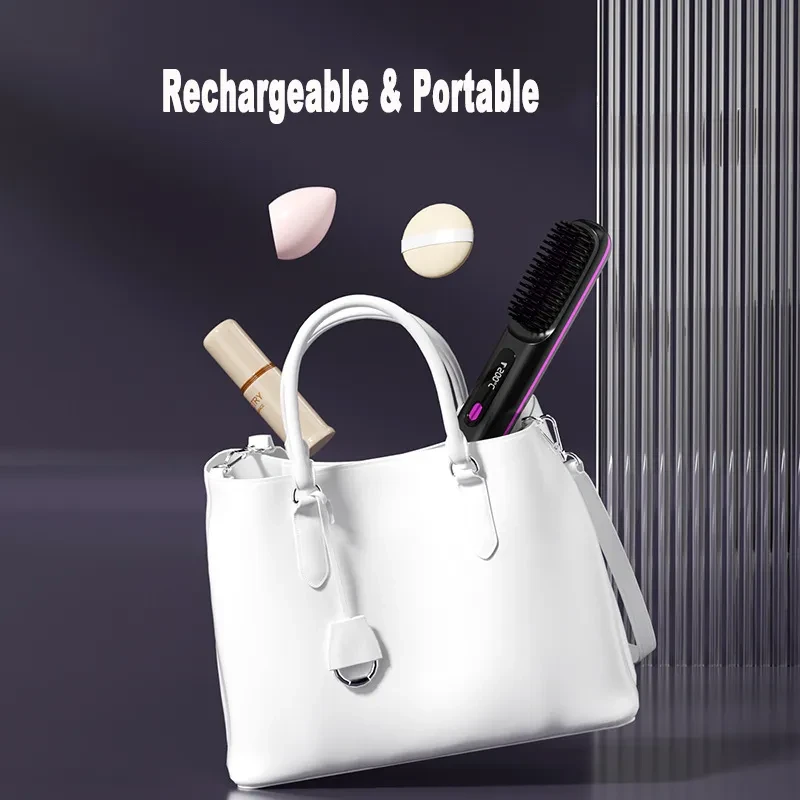 2 In 1 Straight Hair Comb Wireless Hair Straightener Brush Hair