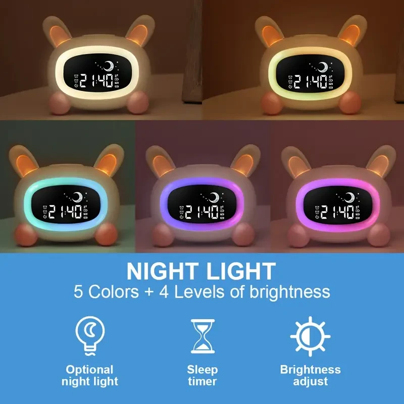Cute Rabbit Sleep Training Alarm Clock With Music