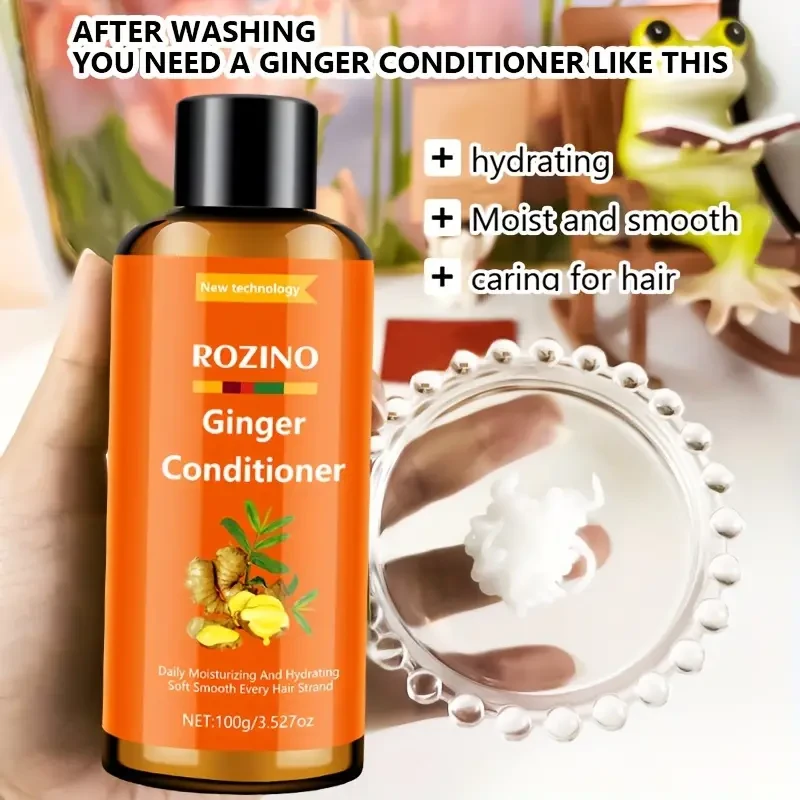 ROZINO Ginger Shampoo & Conditioner Set - Moisturizing & Deep Cleansing for Soft, Smooth Hair