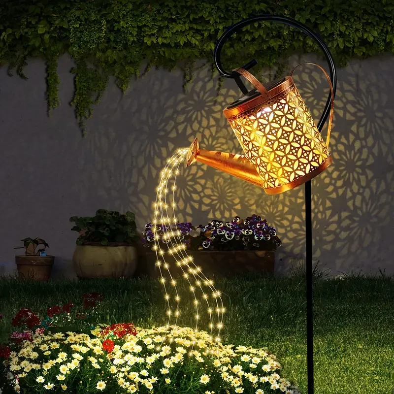 Solar-Powered LED Kettle Light - Metal Garden Lantern for Outdoor Patios, Lawns & Pathways