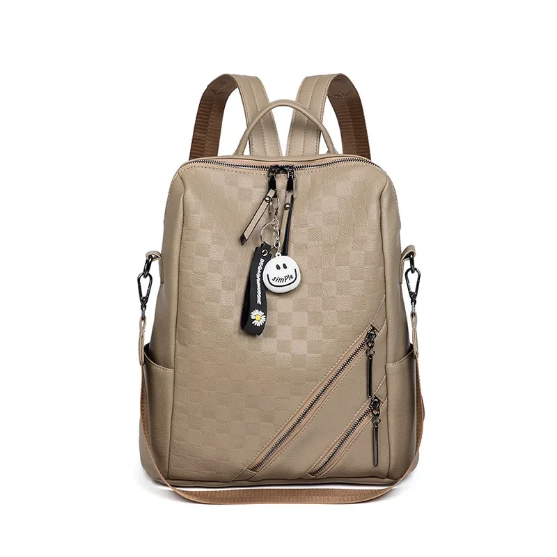 Checkerboard Backpack Casual Shoulder Bag For Women