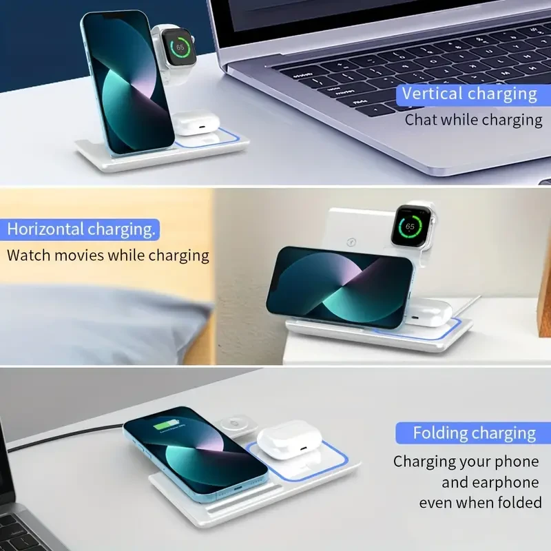Ultra-Fast 15W Foldable 3 in 1 Wireless Charging Dock