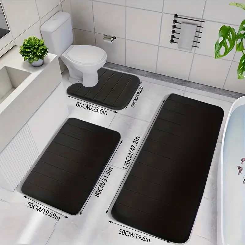 3pcs Luxurious Memory Foam Bath Mats