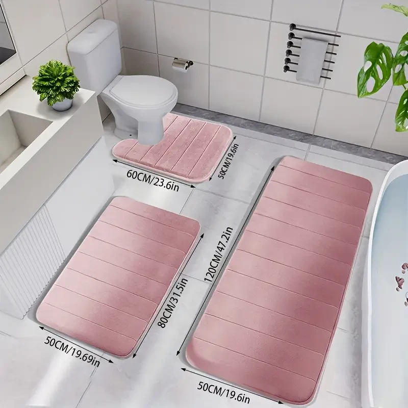 3pcs Luxurious Memory Foam Bath Mats