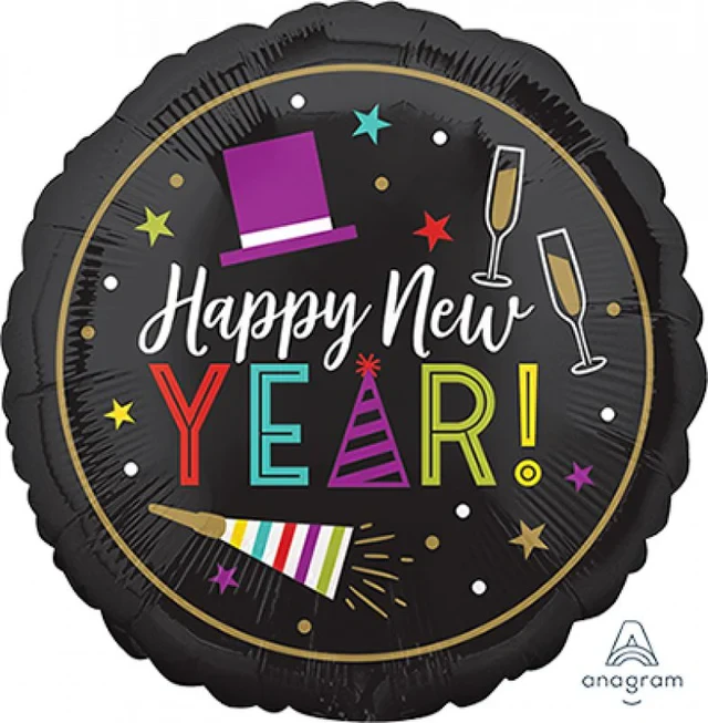 Foil Balloon - 45cm Standard Bright Happy New Year