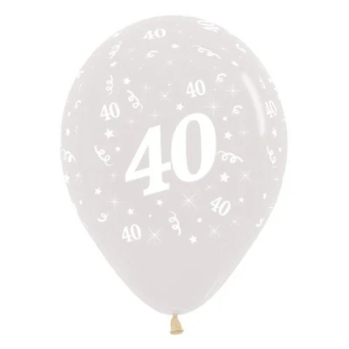 Balloons Age 40 Jewel Crystal Clear  - Pack of 6