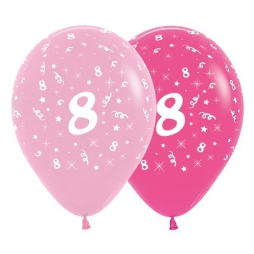 Balloons Age 8 Pink - Pack of 6