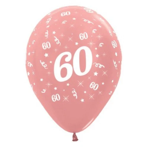 Balloons Age 60 Rose Gold Metallic Pearl  - Pack of 25