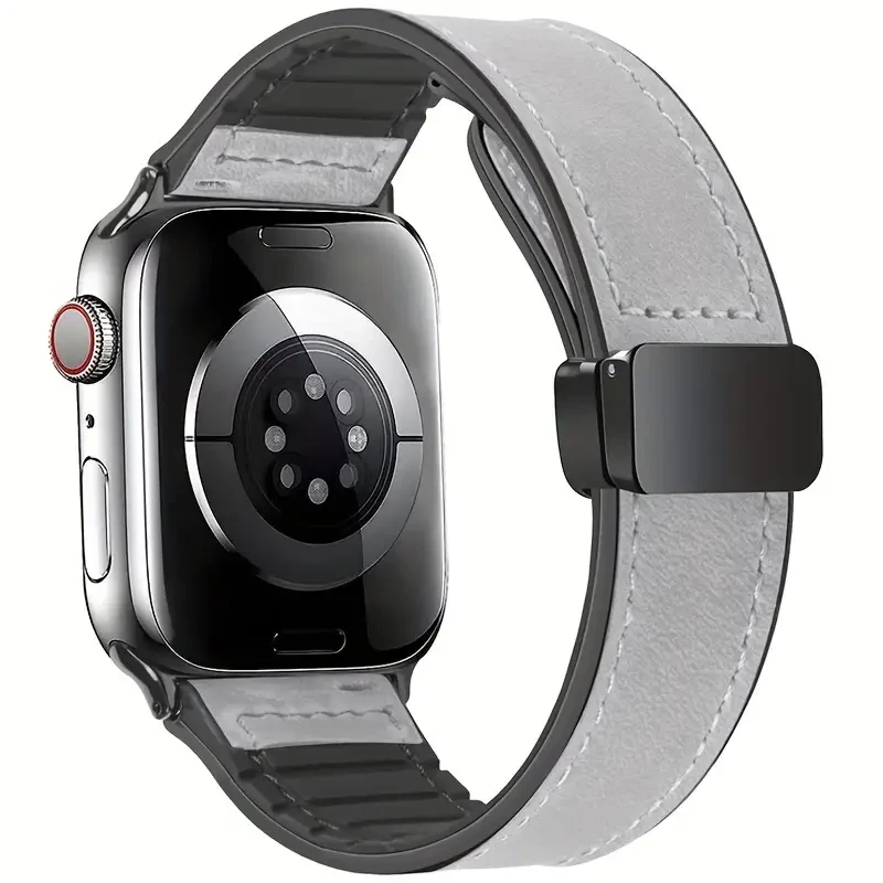 Premium Silicone & Leather Apple Watch Band