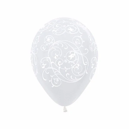 Balloons - Filigree Pearl White All Over Print - Pack of 12