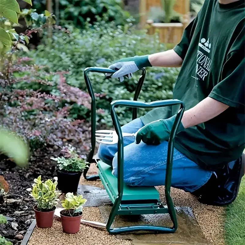 2-in-1 Foldable Garden Kneeler and Seat Bench - Portable Garden Stool for Yard, Lawn, and Pruning