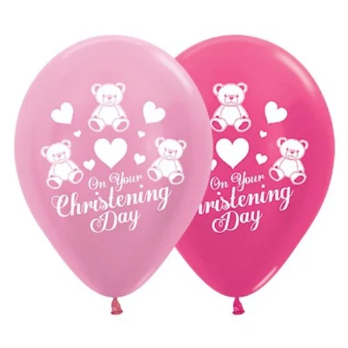 30cm On Your Christening Day Pink & Fuchsia Metallic - Pack of 25