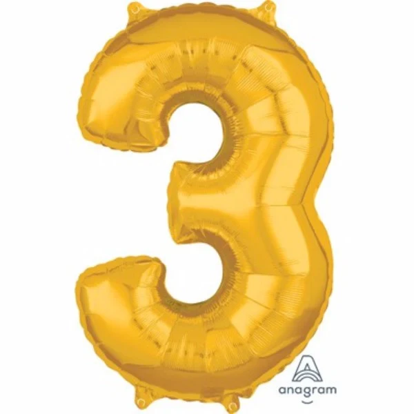 Shape Number Three Gold 66cm Mid Sized