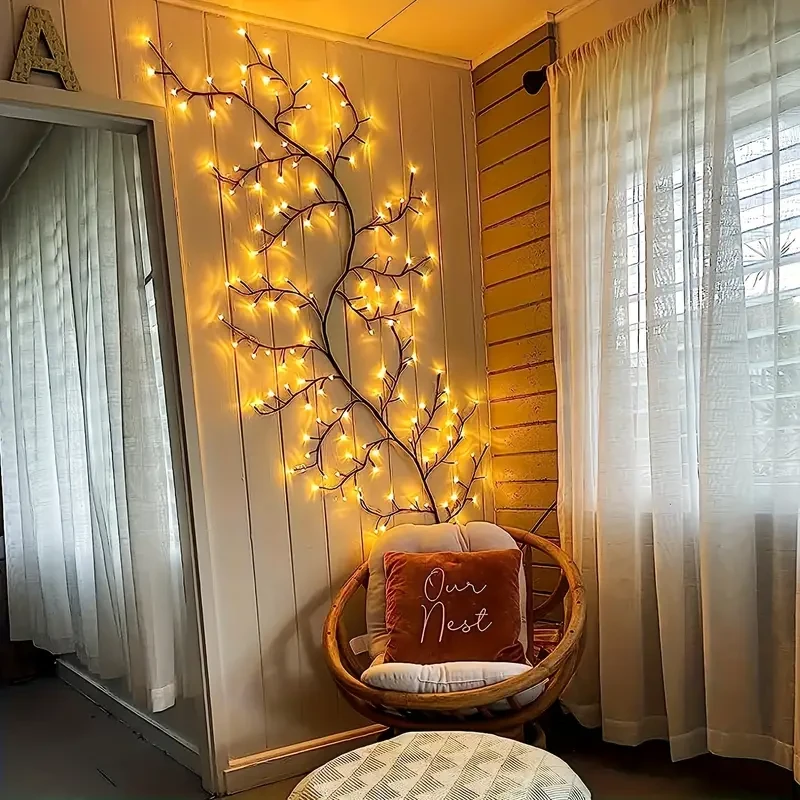 Dimmable Warm Yellow LED Tree Branch Wall Lamp