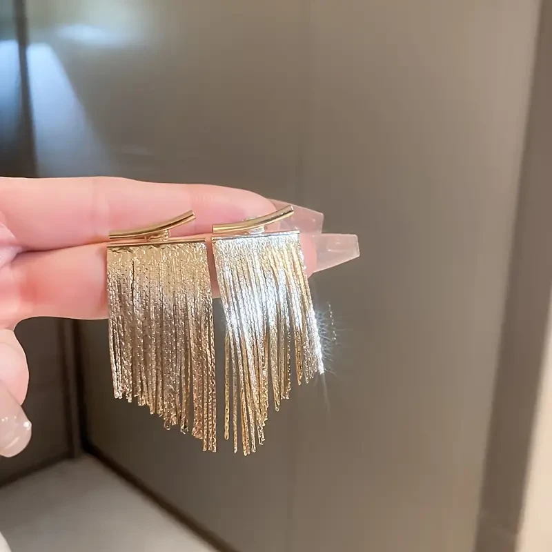 Golden Chain Tassel Dangle Earrings