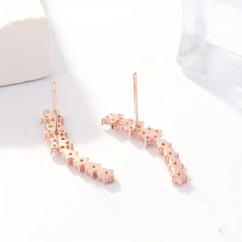 Elegant Fashion Single Row Flower And Star Stud Earrings