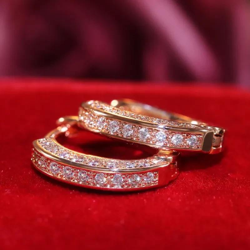 Fashion New Earrings Three-sided Full Diamond