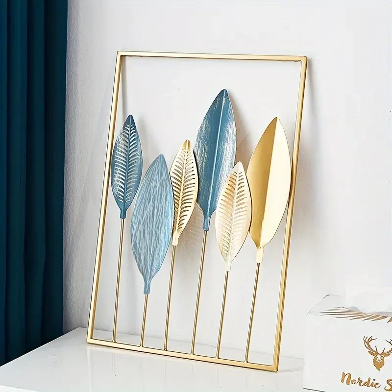 3pcs/set Minimalist Metal Wall Decor - 0.23'' Thick Modern Metal Leaves Mural Ornaments, Wall Hanging Art Sticker for Sofa, Porch, Living Room, Bedroom, Office