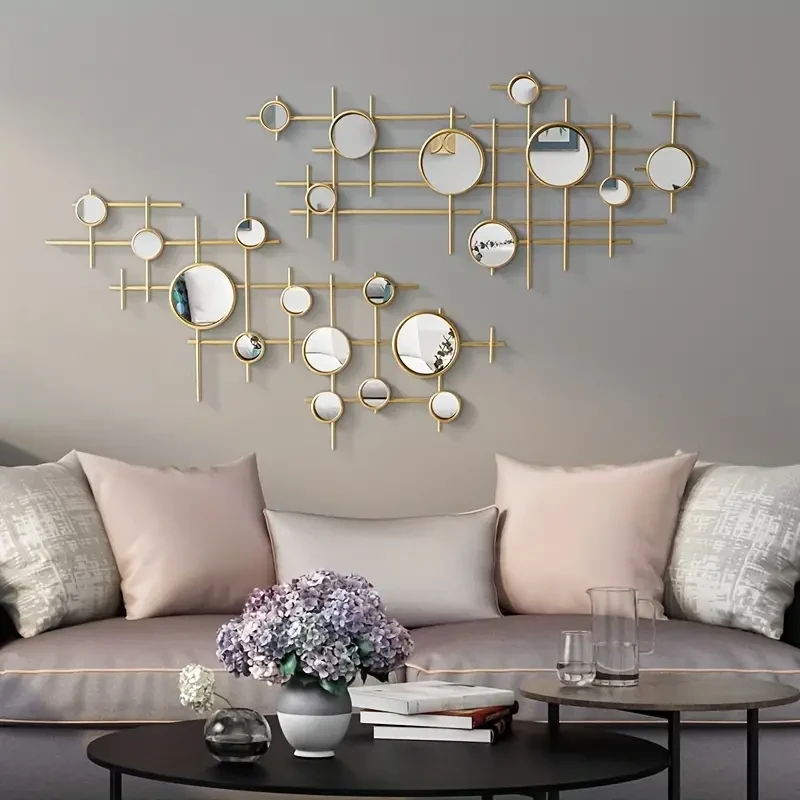 Modern Light Luxury Iron Art Hanging Mirror - Wall Decoration
