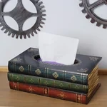 Creative Retro Wooden Book Shape Tissue Box