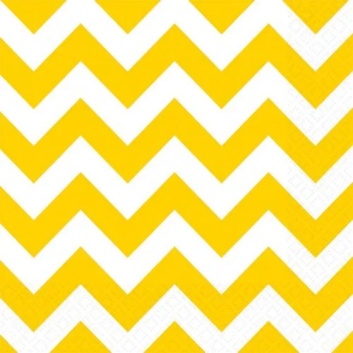 Chevron Lunch Napkins Yellow Sunshine - Pack of 16