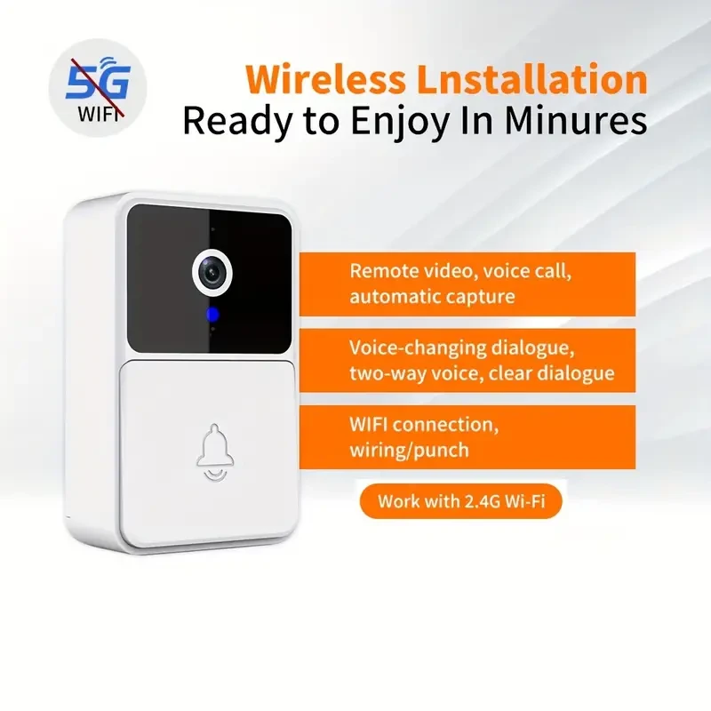 Smart Video Doorbell with Night Vision, Motion Sensor, and Two-Way Audio