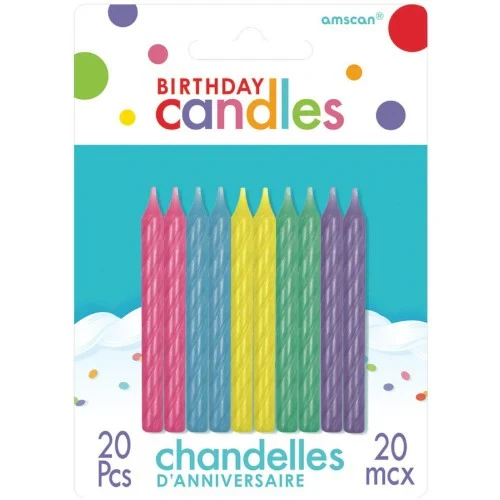 Spiral Candle - Asstorted Pastel (20 units) - Pack of 20