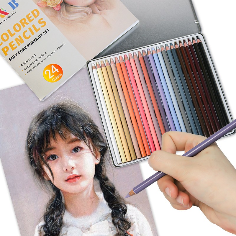 24-color Painting Skin Color Pen Hand-painted Portrait Color Pencil Oily Art Supplies