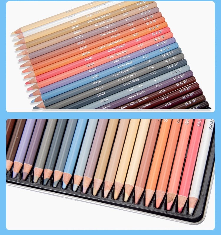 24-color Painting Skin Color Pen Hand-painted Portrait Color Pencil Oily Art Supplies