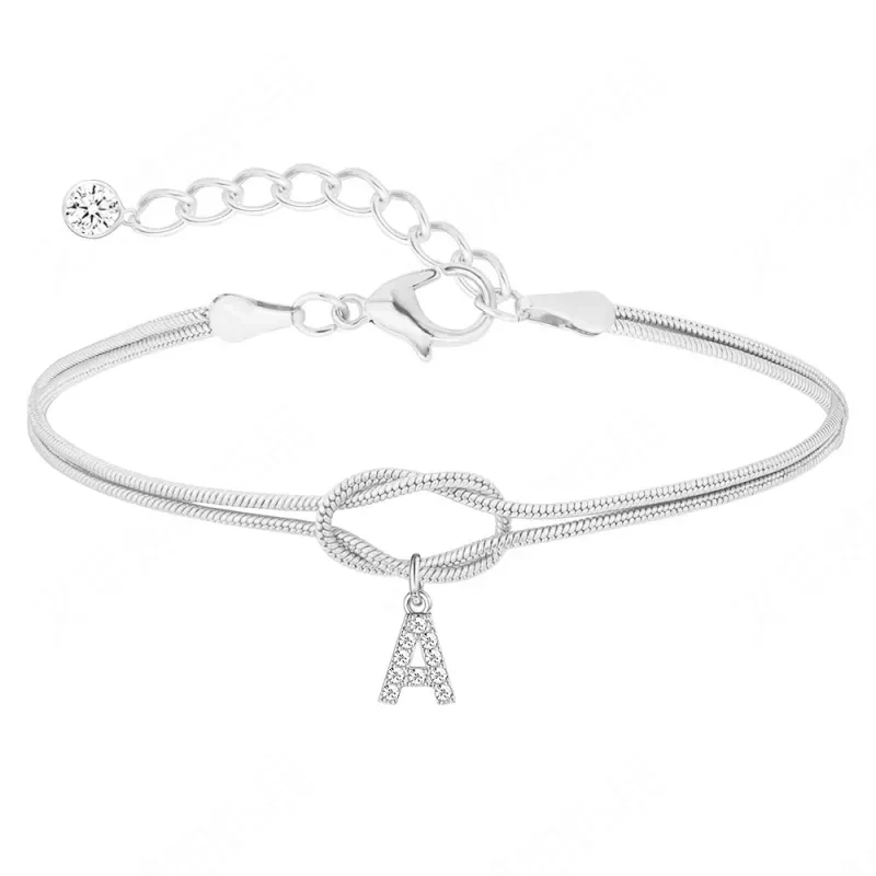 Personalized Copper Zircon Initial Bracelet  Elegant Letter Charm Jewelry