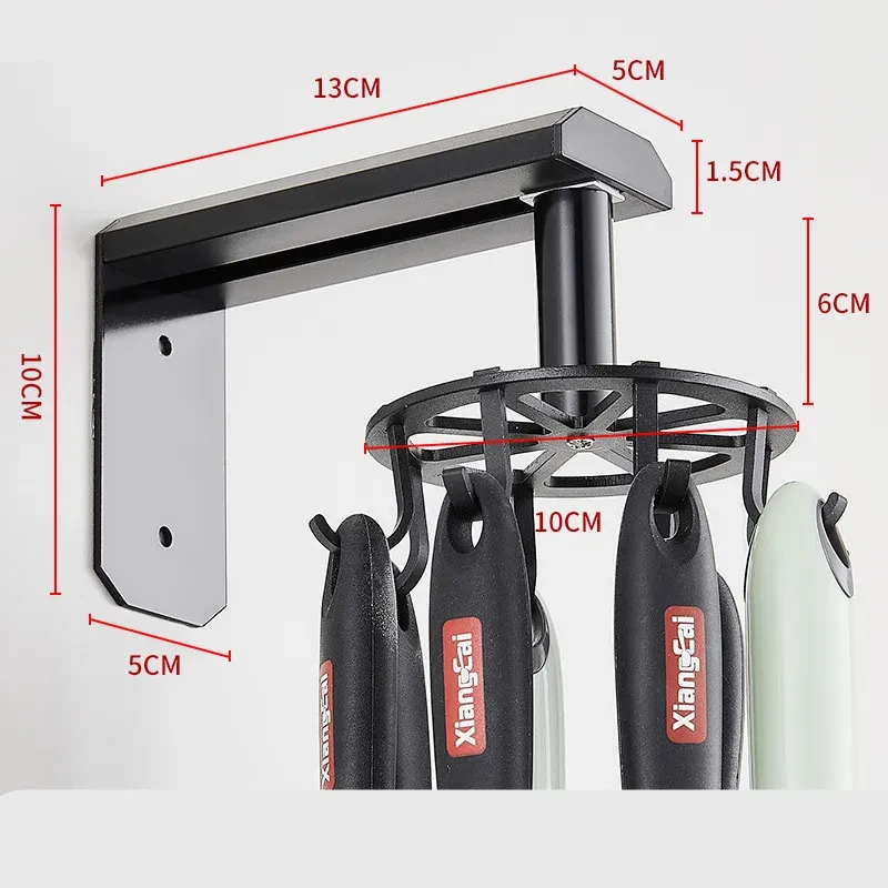 Space-Saving Aluminum Rotating Kitchen Hook Rack