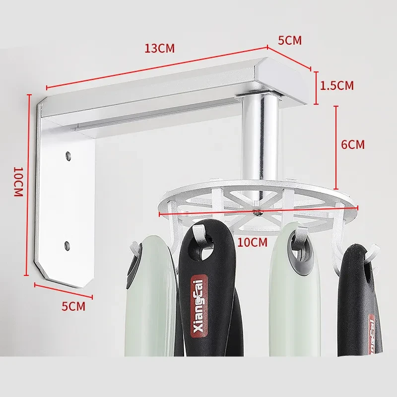 Space-Saving Aluminum Rotating Kitchen Hook Rack
