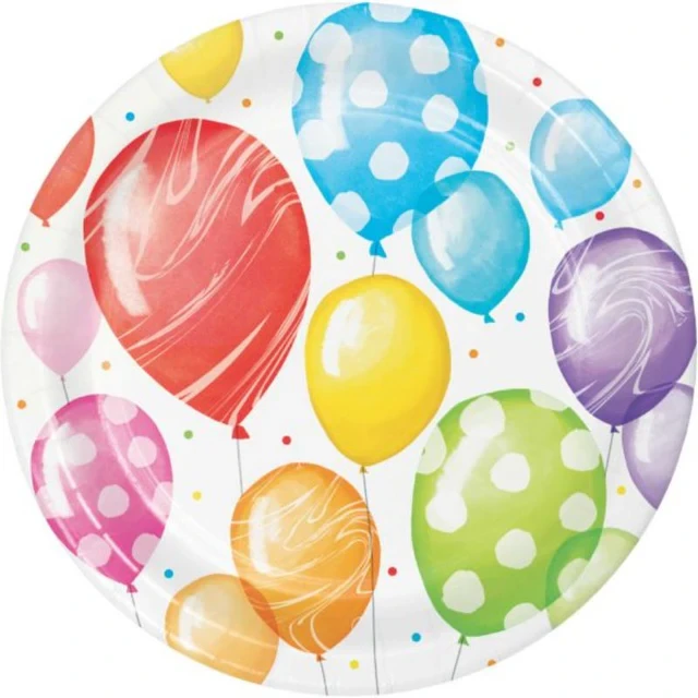 Balloon Bash Birthday Lunch Plates Paper 18cm - Pack of 8