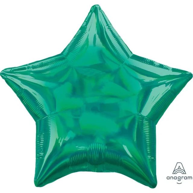 Balloon - 45cm Standard Holographic Iridescent Green Star