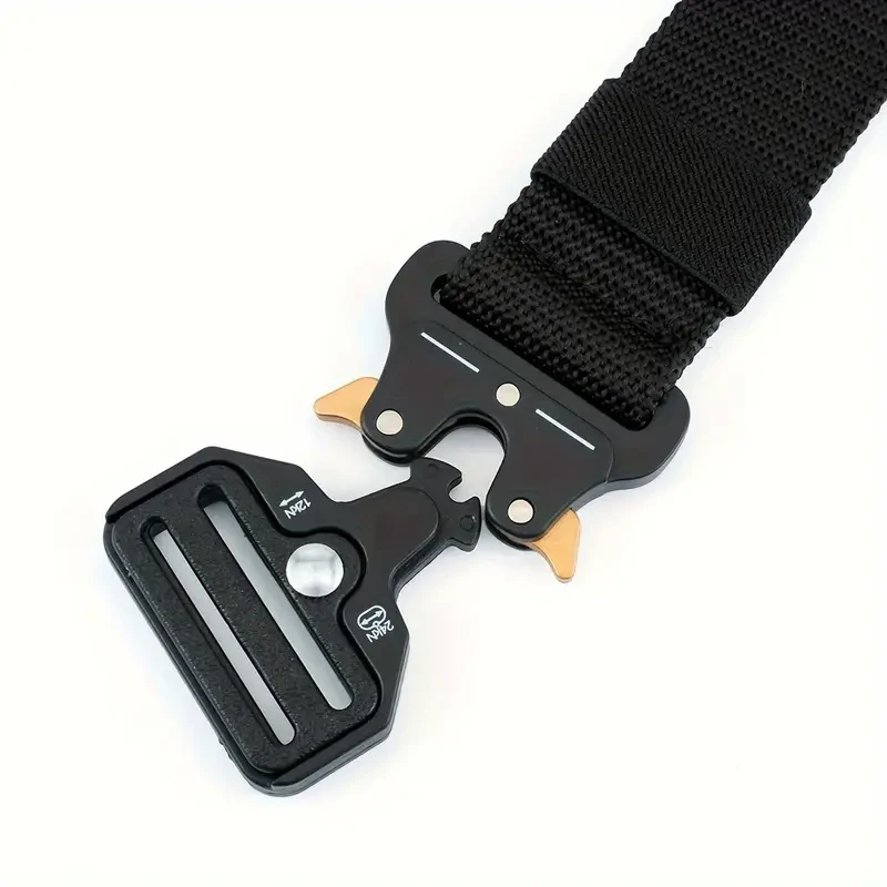 Unisex Solid Color Tactical Belt - Casual Nylon Canvas Belt with Automatic Buckle for Men and Women