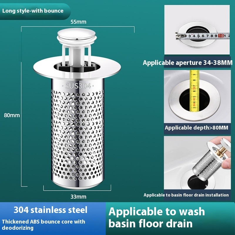 Wash Basin Leaking Plug Bounce Core Drainer Accessories With Strainer