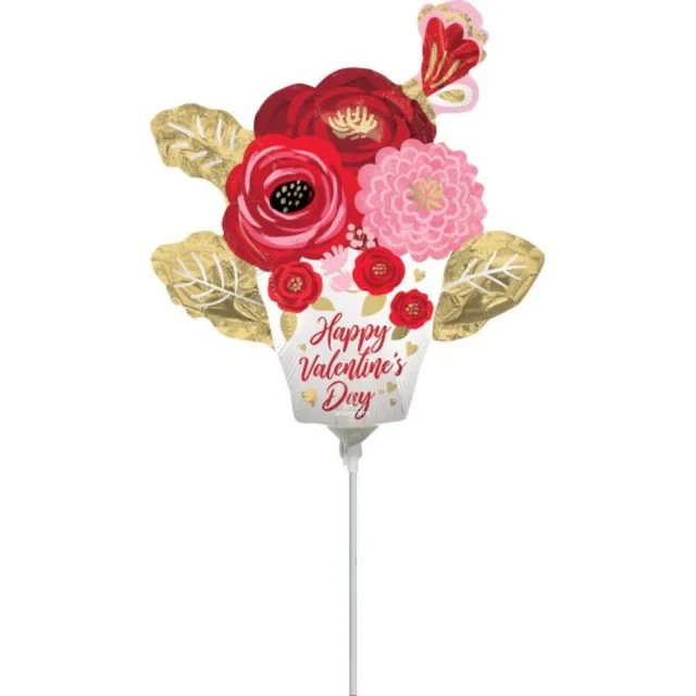 Balloon - Mini Shape Happy Valentine's Day Satin Painted Flowers A30