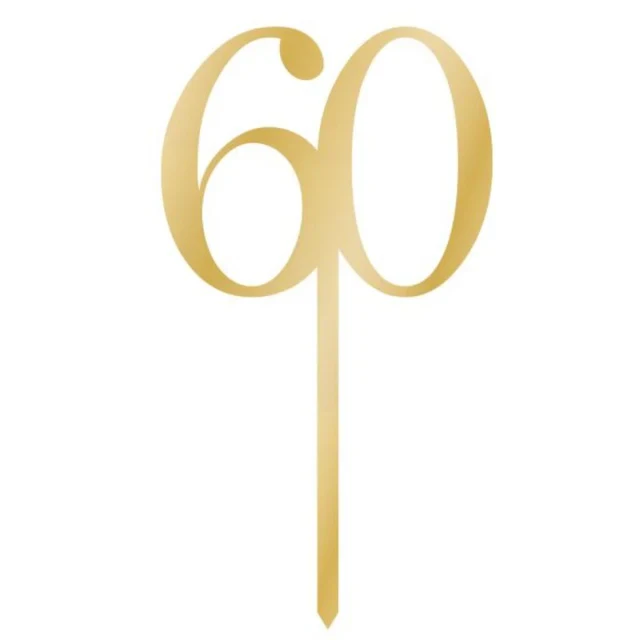 Cake Topper Pick 60 Sparkling Celebration Gold Acrylic