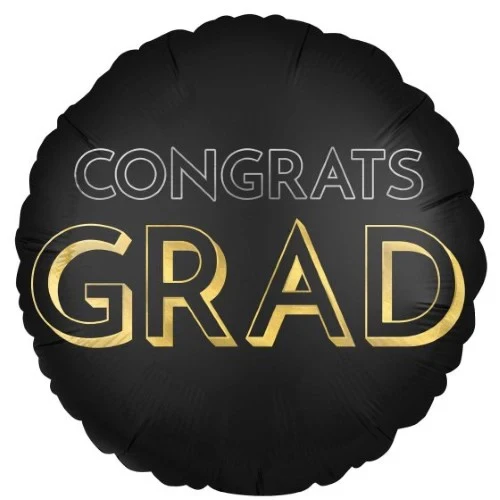Jumbo HX Congrats Grad Celebrate Black & Gold Satin