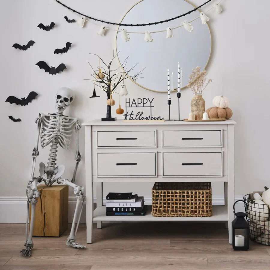 Halloween Hanging Tree Decoration - Pumpkin Spice Felt Mummy Bear