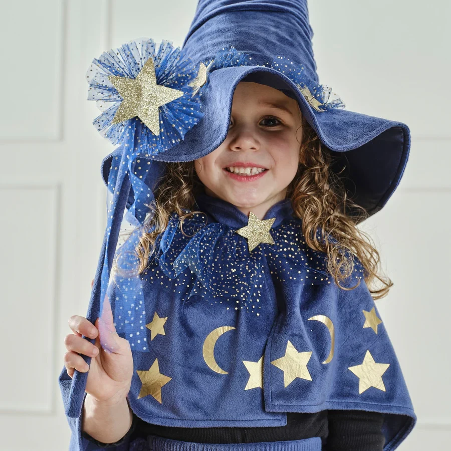 Wizard Wand - Fancy Dress Navy & Gold Star