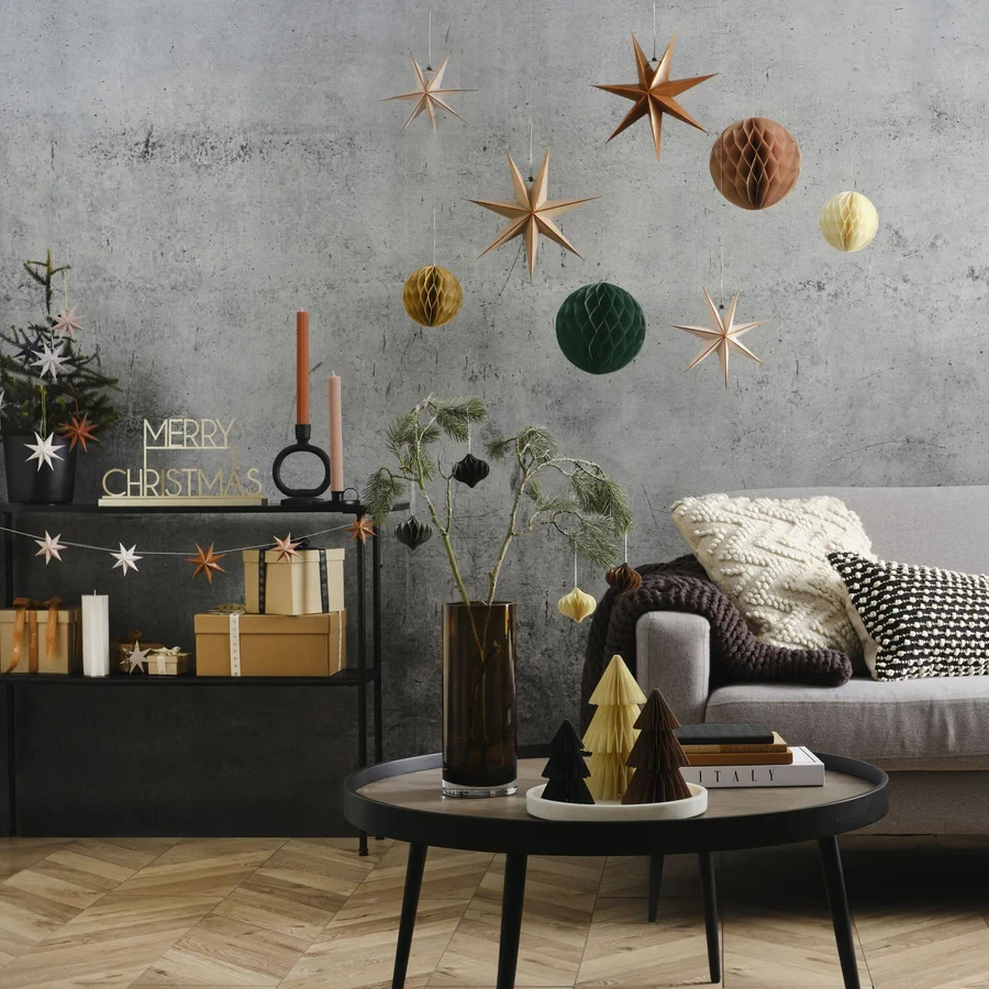 Fabric Advent Calendar - Cosy Copper with Wooden Star (68.8cm)