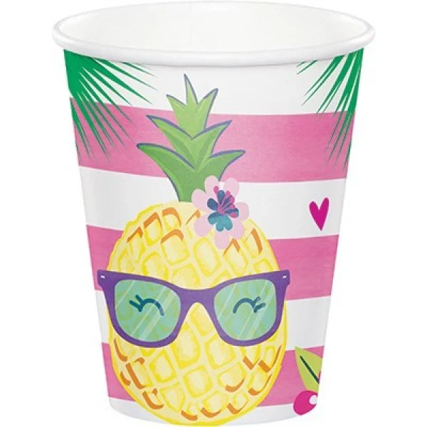 Cups For Hot And Cold - Pineapple And Friends (266ml) - Pack of 8