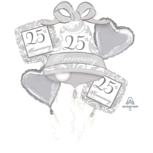 Bouquet Silver Scroll - 25th Anniversary - Pack of 5