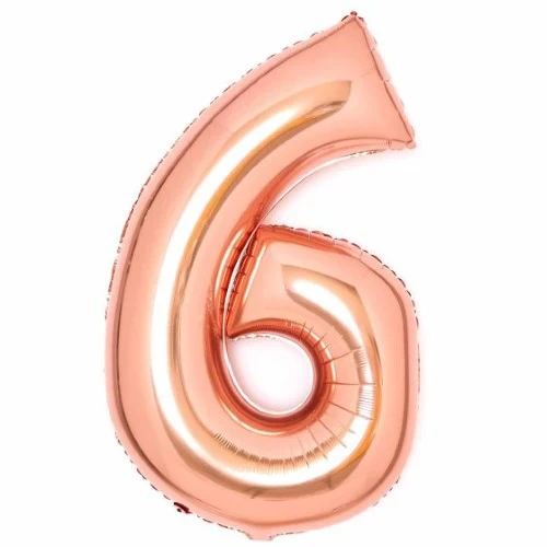 Large Number 6 Rose Gold Foil Balloon 56cm w x 92cm h